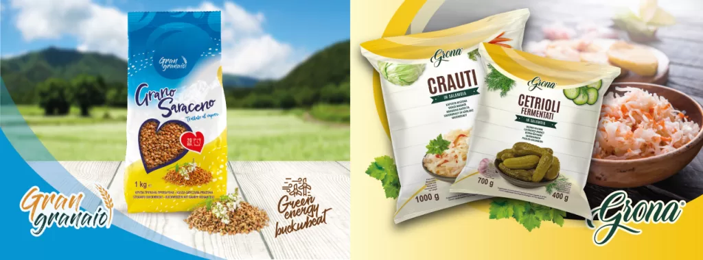 Progetto grafico packaging sami di girasole e crauti